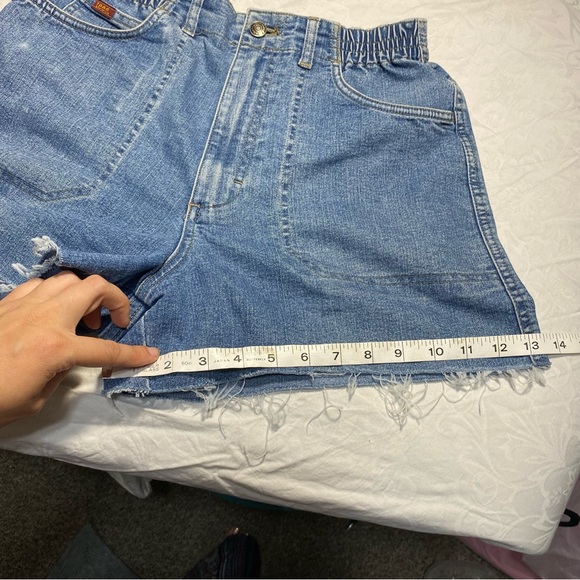 Vintage Lee Stretchy Cutoff Cargo Shorts Scrunch Waistband Women’s 8 Denim Jean - Picture 2 of 13